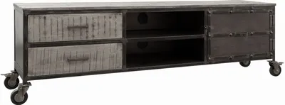 Produktbild von MASSIVMOEBEL24.DE TV-Board Mango 190x40x60 grau lackiert HEAVY INDUSTRY #131