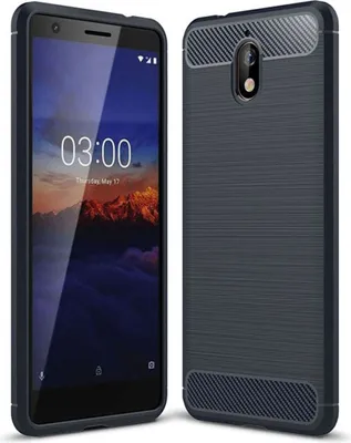 Produktbild von Nokia 3.1 Hülle Silikon Blau Carbon Optik Case TPU Handyhülle Bumper