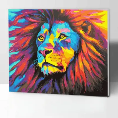 Produktbild von Malen nach Zahlen mit Rahmen König der bunten Löwen 30 x 40 cm