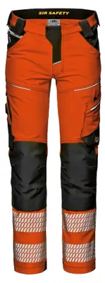 Produktbild von Sir Safety Gemini Guard Warnschutzhose Herren 4-Wege-Stretch EN ISO 20471 Klasse 2, 42, Hochsichtbares Orange