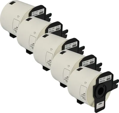 Produktbild von vhbw 5x Rolle mit Halter 62mm x 100mm (300 Etiketten) kompatibel mit Brother PT QL720NW Drucker Weiß