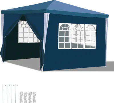 Produktbild von Jopassy Pavillon Hochzeitsempfängen Partyzelt PE Festzelt Einfache Montage 3x3m Blau