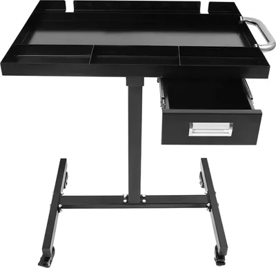 Produktbild von Werkzeugwagen mobil - Rollender Werkstattwagen - Tragkraft 100 kg - Feststellrollen - Schublade 24,5×42,5×10 cm - Ablage 74×51,5 cm - Stahlkonstruktion - Schwarz
