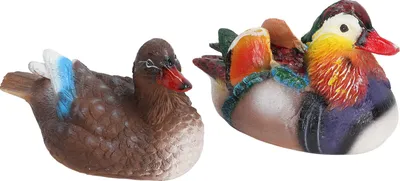 Imagen del producto de Estatua de pato mandarín, estatua de pato mandarín flotante, estatua decorativa para estanques, escultura decorativa de animales adorables, adorno para estanques de jardín, decoración para jardines exteriores