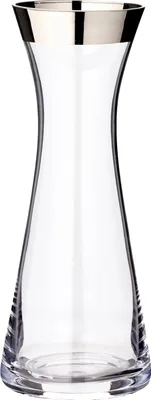 Produktbild von Handgeblazen Kristallglas Karaffe Vase mit Platinrand - Wasserkaraffe aus Glas - Höhe 27 cm - ø 11 cm - Inhalt 0,8 Liter