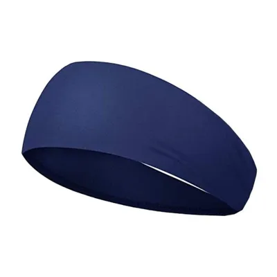 Produktbild von Männer Sport Stirnband Feuchtigkeitstransport Breite Workout Stirnband Schnell Trocknend Einfarbig Laufen Radfahren Schweißband Stirnband-Marineblau