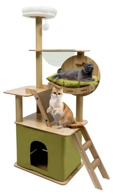 Produktbild von Kratzbaum für Katzen mit Höhlen und Liegeflächen, 140 cm hoch
