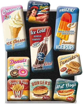 Obrázok produktu pre Deco magnet American Diner sada 9 ks
