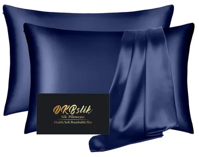 Image de Solidchoice - Ensemble de 2 taies d'oreiller en soie avec fermeture éclair, pour un sommeil réparateur