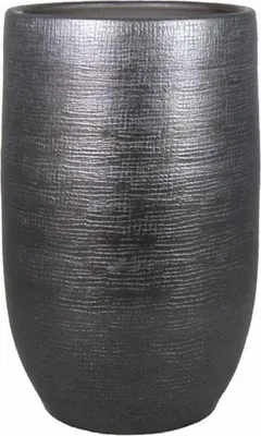 Produktbild von INNA-Glas Keramikkübel Agape mit Maserung, schwarz, 50cm, Ø32cm - Deko Blumentopf
