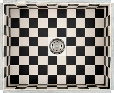 Produktbild von CARESSI CATO5040 Edelstahl Spüle mit Fliesen, weiß/schwarz / ab 60 cm Schrankbreite / Unterbauspüle