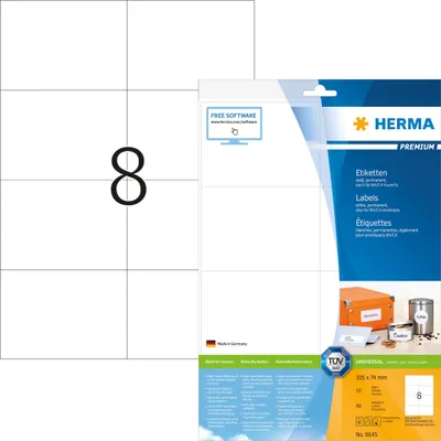 Produktbild von Etiketten Premium A4, weiß 105x74 mm Papier matt 80 St.