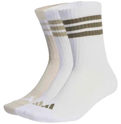 Image de Chaussettes Adidas Calcetines adidas  3-Stripes Cushioned Sportswear Crew blanco puro verde (3 pares) pour Uni