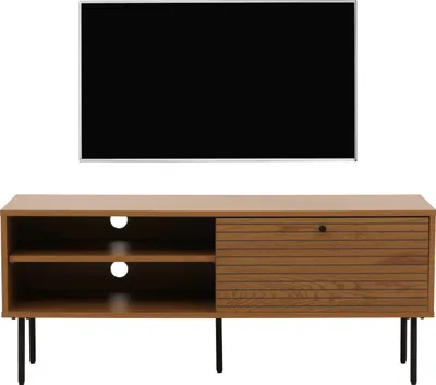 Obrázek produktu pro Televizní stolek HWC-N78, nízký TV stolek, skandinávský styl kov dřevo melamin MVG 50x120x40cm přírodní