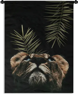 Produktbild von MuchoWow® Wandteppich Wandbehang Tiger - Porträt - Pflanzen 150x200 cm Tapisserie Dekoration Wandtuch - Wandaufhängung - Moderner