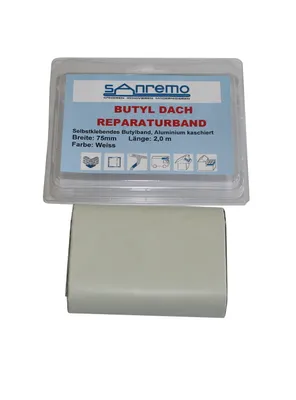 Produktbild von Sanremo DACH Reparaturband Dachrinne selbstklebendes Alu-Butylband Weiß 75mm x 2m