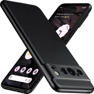 Two black smartphone cases are shown in a diagonal arrangement against a white background. One case is fully visible, while the other is partially obscured.