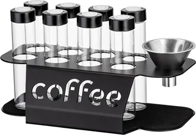 Produktbild von Transparentes Kaffeevorratsglas mit Reagenzglasständer – Luftdicht, Ablassventil, ideal für Bohnen & Pulver