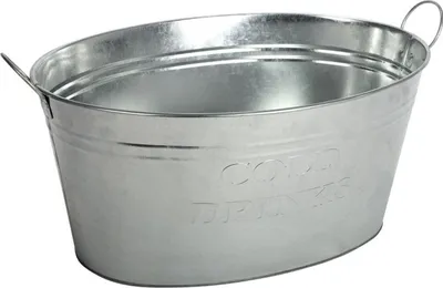 Produktbild von Buri Zink Getränkewanne, 24 Liter, L oben ca. 51 cm, L unten ca. 41 cm, B ca. 34,5 cm, H ca. 23,5 cm, wasserdicht, mit Henkel, als Getränkekühler, Sektkühler, Eiskübel, Pflanzgefäß für Gartenparty, Silberfarben, XL
