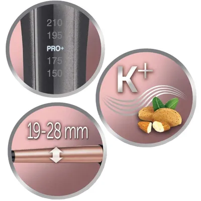 Produktbild von Remington CI83V6 Curling Iron – Cone Shaped 19 to 28 mm – Keratin Protect Ceramic Coating – Digital Display up to 210 °C – Grey and Pink
