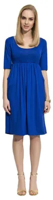 Produktbild von Damen Mittellanges Kleid Dress mit Raffungen; Blau L (40)