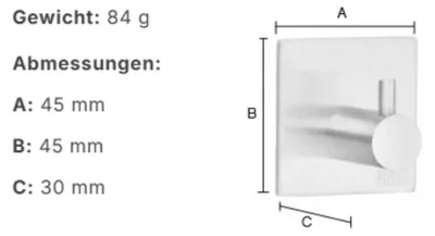 Produktbild von Smedbo Design Haken in Edelstahl gebürstet, Selbstklebend B1105