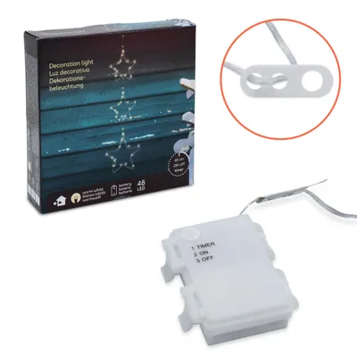Obrázek produktu pro LED vánoční dekorace pro venkovní použití 3 hvězdy s časovačem – 58 cm – svítící hvězda jako dekorace do okna, teplá bílá barva, napájení na baterie