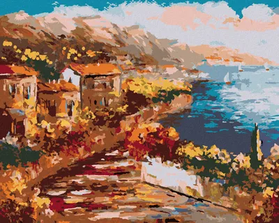 Image de Zuty - Peinture diamant - VUE DU PORT GREC, 40 x 50 cm, sans cadre et sans toile tendue