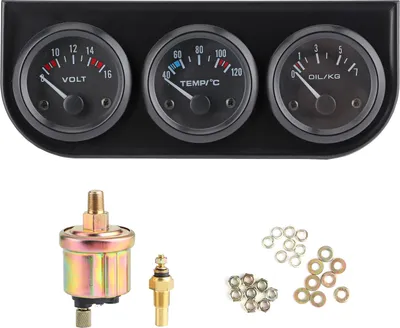 Zdjęcie produktu dla 1/8 cala NPT 52 mm/2 cale 3-w-1 miernik samochodowy 8-16 V woltomierz 40-120 ℃ temperatura wody 0-7 kg zestaw wskaźników ciśnienia oleju