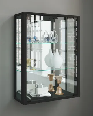 Produktbild von VCM Wandvitrine Hängevitrine Glasvitrine Wand Schaukasten Vitrine Glas Udina Spiegel Schwarz