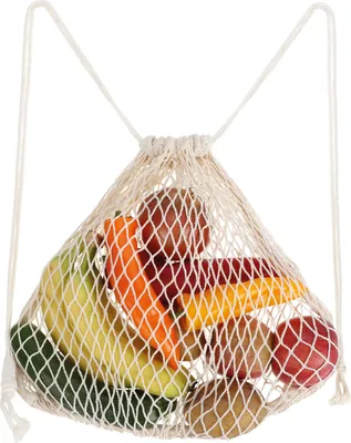 Productafbeelding van com-four® Herbruikbare netrugzak - boodschappentas van 100% katoen - netzak voor boodschappen - productzak voor het winkelen
