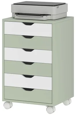 Produktbild von Mobiler Aktenschrank mit 6 Schubladen und ger?uschlosen Rollen fš¹r Bš¹ro/Zuhause šC Grš¹n