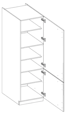 Produktbild von Küchen Hochschrank 60 cm Eiche Artisan + Grau Hochglanz Küchenzeile Küchenblock