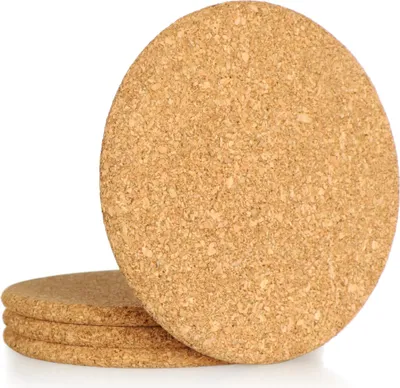 Obrázek produktu pro com-four® 4x korkové trojnožky, kulaté, Ø 19 x 1 cm, kulaté trojnožky na hrnce, pánve, do kuchyně a domácnosti, žáruvzdorné