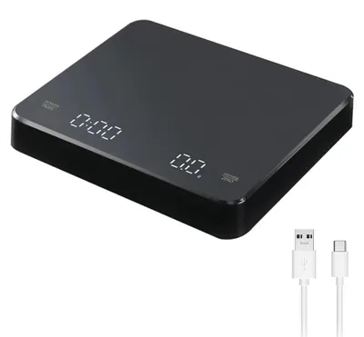 Kaffeewaage mit Timer, 3 kg, 0,1 g, LED, USB, schwarz