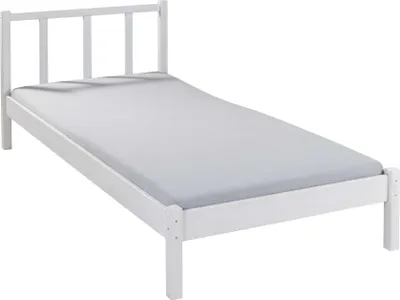 Produktbild von FURNARO Einzelbett Gästebett Bett Axel 90 x 200 weiß Massivholz ohne Lattenrost