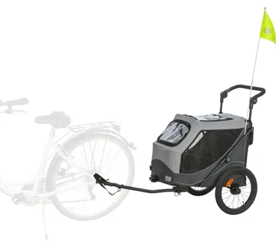 Produktbild von TRIXIE Fahrradanhänger für Hunde, schnell zusammenklappbar - grau - 63 × 95 × 90/132 cm