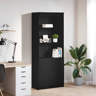 Obrázok produktu pre vidaXL Highboard čierny dubový vzhľad 70x35x180 cm materiál na báze dreva