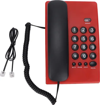 Obrázok produktu pre KXT504 Domáci pevný multifunkčný bezbatériový telefón s dvojitým magnetickým slúchadlom pre kancelárske hotely (červený)