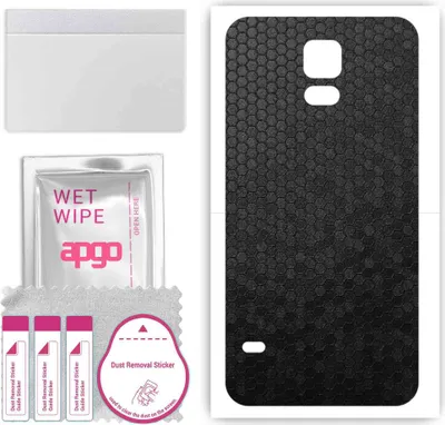 Produktbild von apgo Rückseite Schutzfolie, Skin, kompatibel mit Samsung Galaxy S5 mini, Hinten Displayschutzfolie aus Vinylfolie, kratzfest, einfache Montage - Schwarze Honigwabe