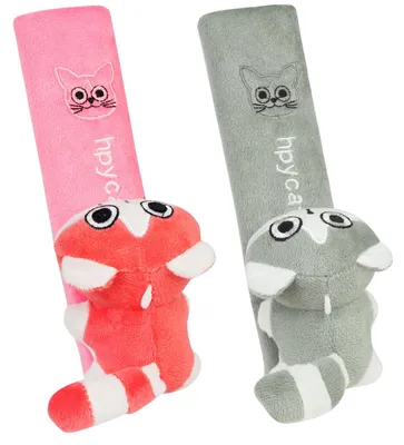 Imagen del producto de Almohadillas protectoras para cinturón de seguridad, desmontables, 2 unidades, diseño de gato en gris y rosa, para niños