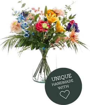 Produktbild von Emerald Künstlicher Blumenstrauß - Ophelia | 67 cm, Handgebunden, für drinnen, Kunstblume, wie echt, Allergiker geeignet, pflanzliche Dekoration Praxis, Office & Wohnzimmer