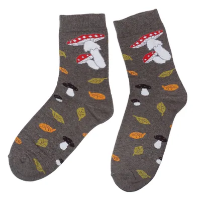 Produktbild von Herren Basic Socken aus Baumwolle Pilze Grau Meliert Größe 43-46