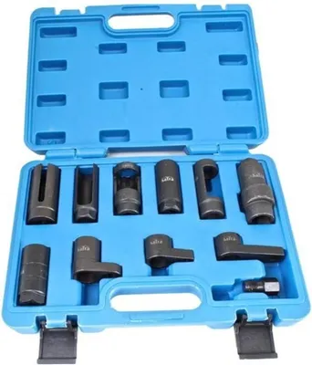 Immagine prodotto di Set chiavi a impatto speciali per smontaggio sonda lambda ed iniettori, kit bussole sensore di ossigeno,compatibili con VW, Audi, BMW, Mercedes, Ford, Opel, Peugeot, Citroen, Renault, Seat, Skoda, BMW , Ford, VW, Mercedes,11 pezzi