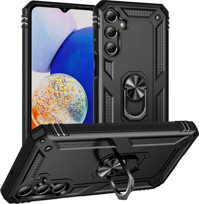 Produktbild von Schutzhülle für Samsung Galaxy A16 Dual Layer Robust Militäre Fallschutz Hülle mit Ringhalterung Ständer Schwarz