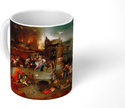 Produktbild von MuchoWow® Tasse Kaffeetasse Kaffeebecher 350 ml Versuchung des Heiligen Antonius - Gemälde von Hieronymus Bosch Teetasse - Fototasse - Becher - Keramikbecher - Teebecher - Kaffeetasse - Bürotasse