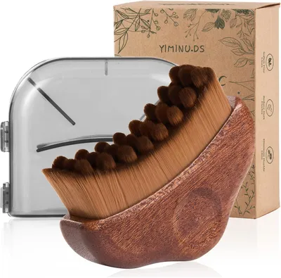 Imagen del producto de Cepillo facial para drenaje linfático, con fibras de madera ultra suaves, diseño ergonómico, ideal para rostro y barbilla
