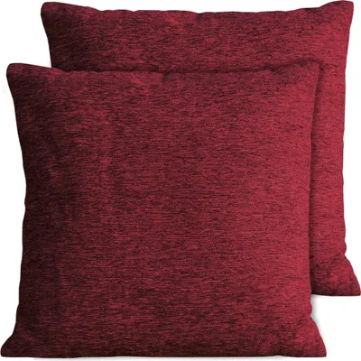 Productafbeelding van Set van 2 kussenslopen, 45x45 cm, donkerrood gemêleerd, als zachte decoratieve kussens