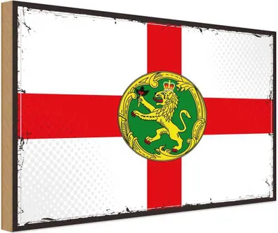 Produktbild von vianmo Holzschild 12x18 cm Alderney Flagge Fahne Wappen