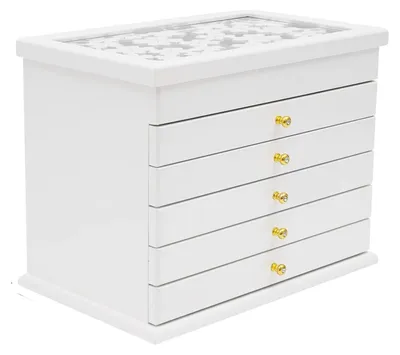 Obrázek produktu pro Organizér na šperky, vintage design, velký úložný prostor, bílá barva